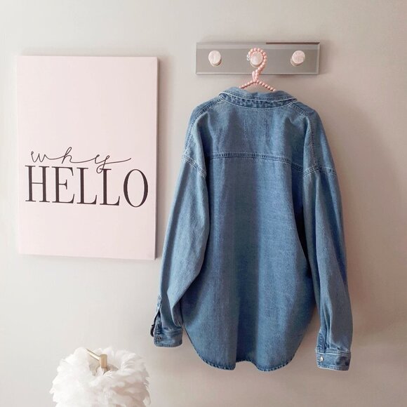 EUC Vault oversize two tone blue denim jean jacket, OS - Picture 6 of 9